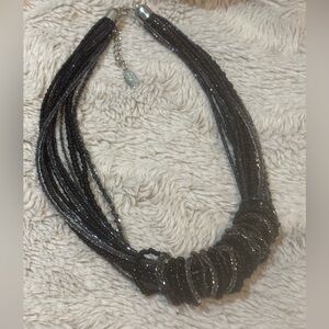 Bocar Black Seed Bead Multi-strand Statement Necklace 18”